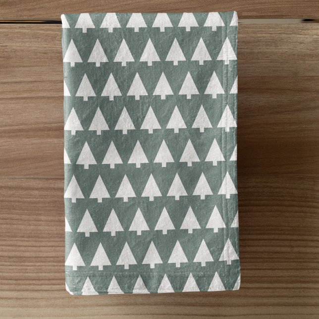 Geometric Xmas Tree Pattern | Minimal Sage Green Hand Towel (Creator Uploaded)