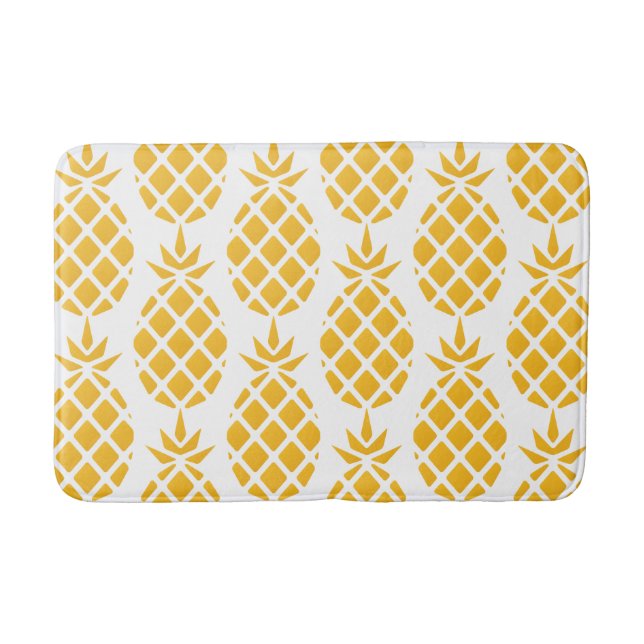 Geometric Yellow Big Pineapple Pattern Bath Mat (Front)