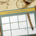 Geometric Yellow & Blue Custom Weekly Planner Notepad<br><div class="desc">This stylish weekly planner has space for your daily notes, a to-do-list, a general notes section and a doodle corner. That said, the template is set up ready for you to customise any of the section headings to suit your needs (such as ie, goals, gratitude, appointments etc). If you wish,...</div>