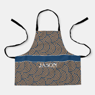 Geometric Yellow Blue Minimal Pattern Apron