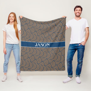 Geometric Yellow Blue Minimal Pattern Fleece Blanket