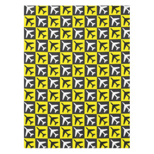 Geometric Yellow Flying Jets Aeroplane Tablecloth