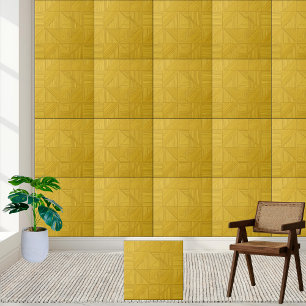 Geometric Yellow Lines Pattern Style 2 Ceramic Tile