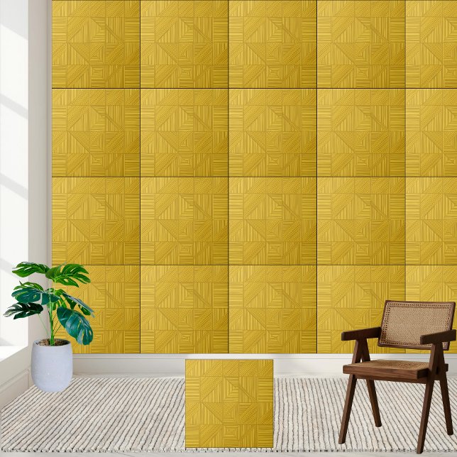 Geometric Yellow Lines Pattern Style 2 Ceramic Tile (Geometric Yellow Lines Pattern Style 2 Ceramic Tile)