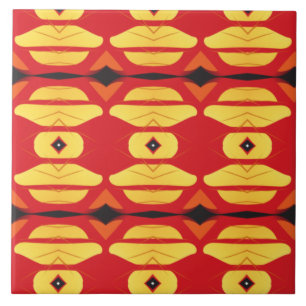 Geometric yellow orange red black ceramic tile