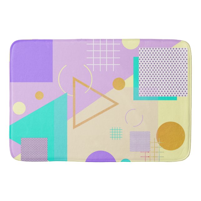Geometric yellow print bath mat (Front)