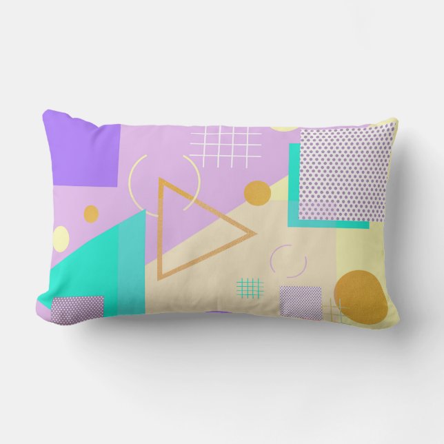 Geometric yellow print lumbar cushion (Front)