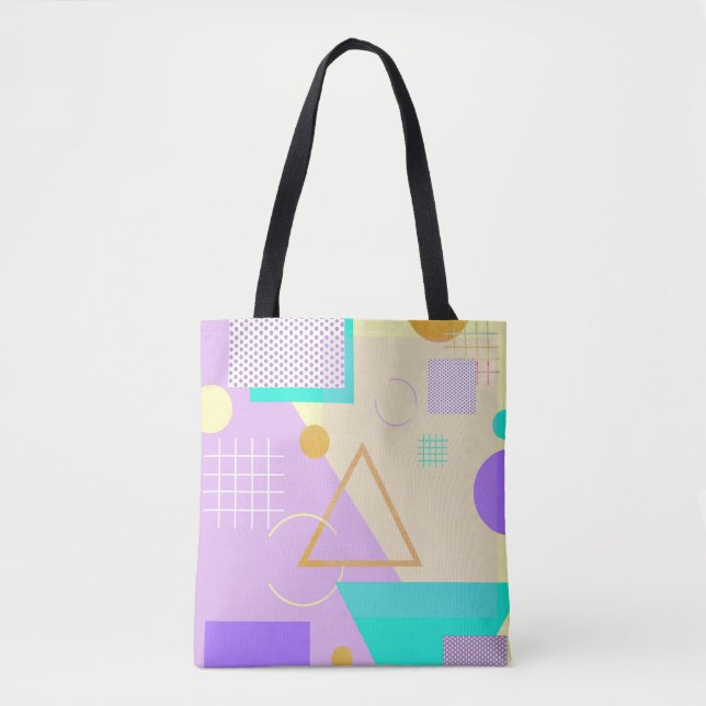 Geometric yellow print tote bag (Front)