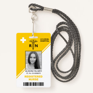 Geometric  yellow triangles Registered nurse RN ID Badge