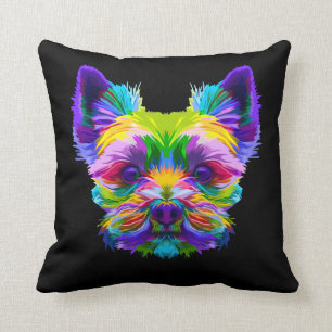 Geometric Yorkshire Terrier Yorkie Art Animal Love Cushion