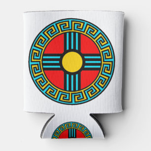 Geometric Zia Symbol Can Cooler