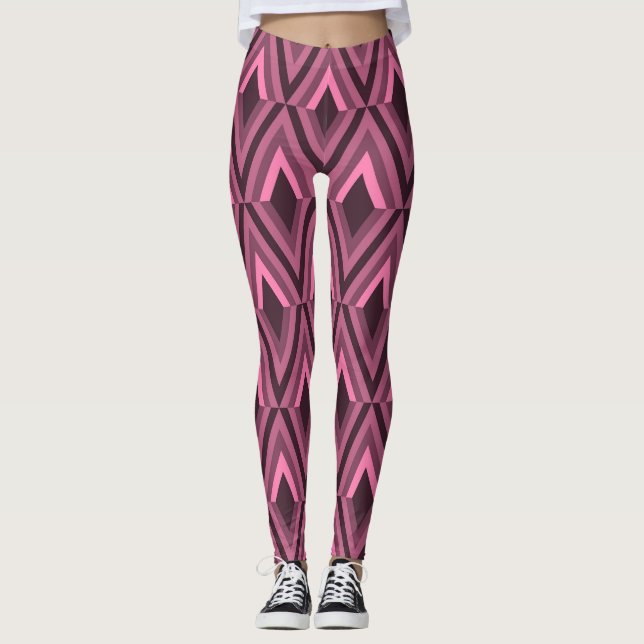 Geometric Zig Zag Ethnic Seamless Leggings (Front)