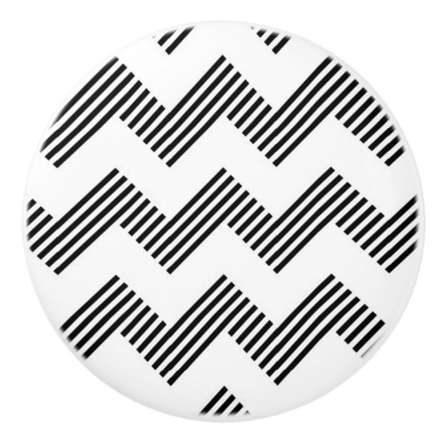Geometric zigzag pattern ceramic knob (Front)