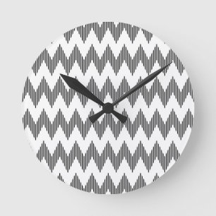 Geometric zigzag pattern round clock