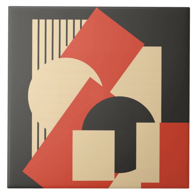 Geometrical abstract art deco mash-up tile (Front)