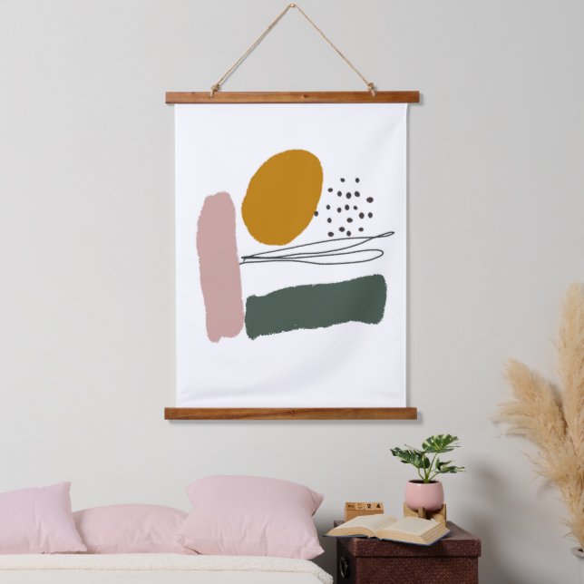 Geometrical abstract minimal modern pastel hanging hanging tapestry (Bedroom)