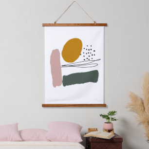 Geometrical abstract minimal modern pastel hanging tapestry
