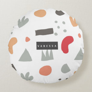 Geometrical,abstract,minimal,modern,pastel Round P Cushion