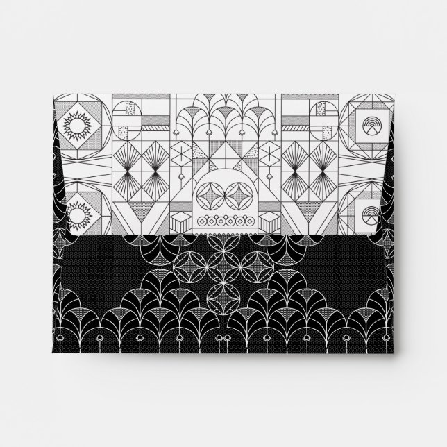 Geometrical Black and White Design Envelope (Back (Top Flap))