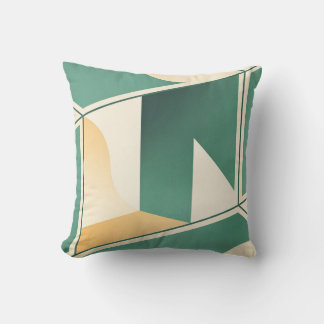 geometrical boho chic sage green minimalist cushion