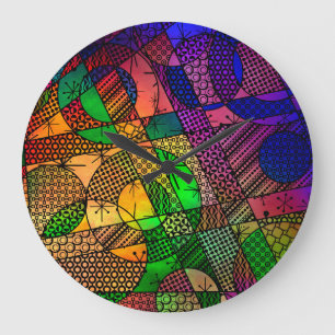 Geometrical Colourful, Abstract with Retro Large Clock