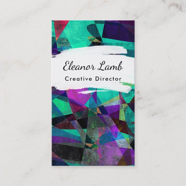 Geometrical, Colourful, Grungy Abstract Art 2 Business Card (Front)