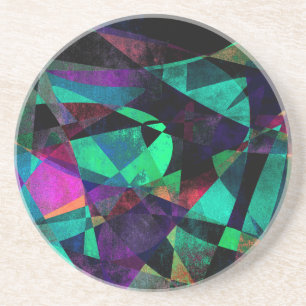 Geometrical, Colourful, Grungy Abstract Art Coaster