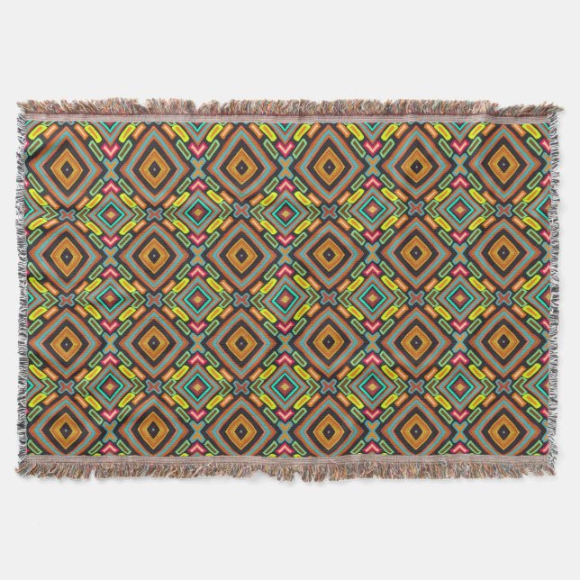 Geometrical Colourful Unique Pattern Throw Blanket (Front)