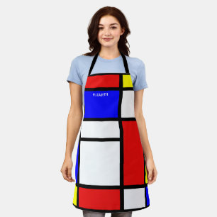 Geometrical Design Mondrian Inspired Modern Art Apron