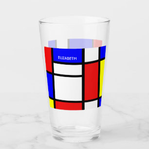 Geometrical Design Mondrian Inspired Modern Art Glass