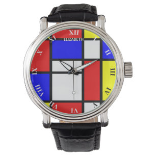 Geometrical Design Mondrian Inspired Modern Art Watch