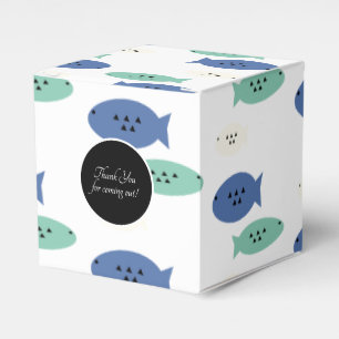 Geometrical Fish Blue Party Favour Box
