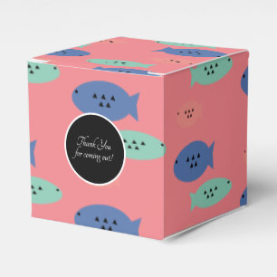 Geometrical Fish Blue Party Favour Box