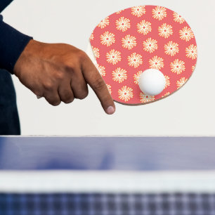 geometrical floral fire design coral background ping pong paddle