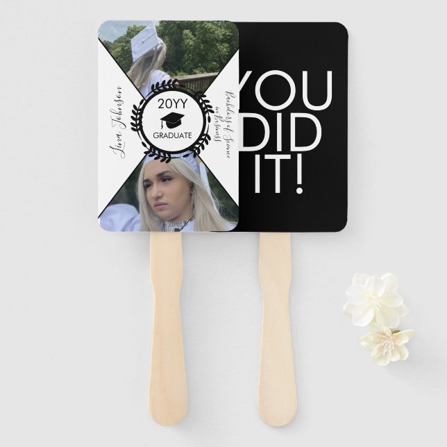 Geometrical Graduation Day  College Career Photo  Hand Fan (Front and Back)