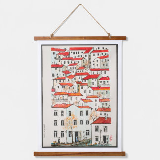 Geometrical Houses Hanging Tapestry