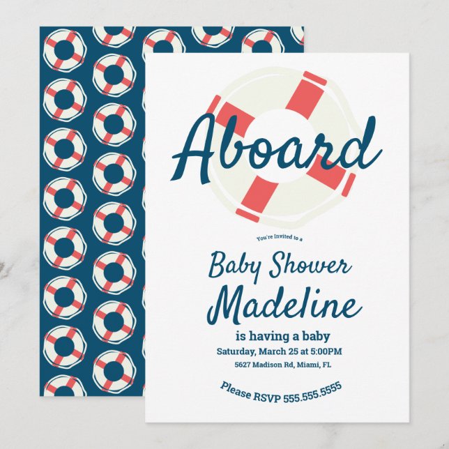 Geometrical Life Save Ring Nautical Baby Shower  Invitation (Front/Back)
