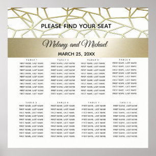 geometrical luxury  modern gold /white wedding poster