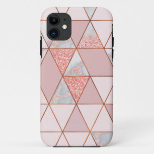 Geometrical Modern Copper and Rose Gold Marble iPhone 11 Case