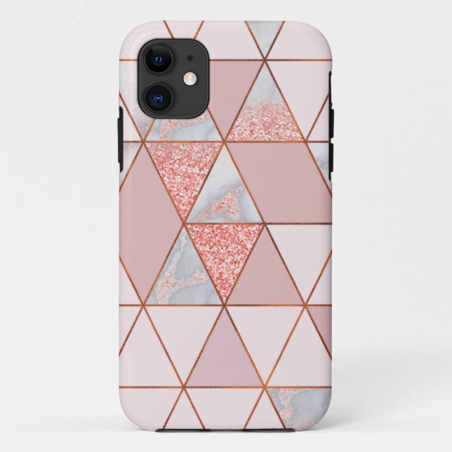 Geometrical Modern Copper and Rose Gold Marble Case-Mate iPhone Case (Back)