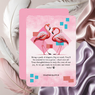 Geometrical Modern Flamingo Baby Shower Enclosure Card