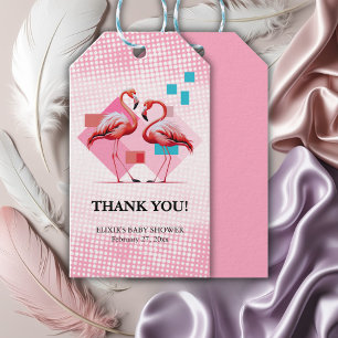 Geometrical Modern Flamingo Baby Shower Gift Tags