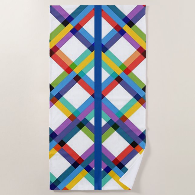 Geometrical Multi-Coloured Beach Towel (Front)
