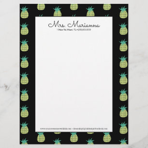 Geometrical Neon Pineapple Summer Pattern Custom Letterhead