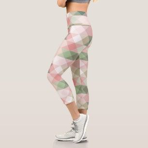 geometrical pastel diamond pattern capri leggings