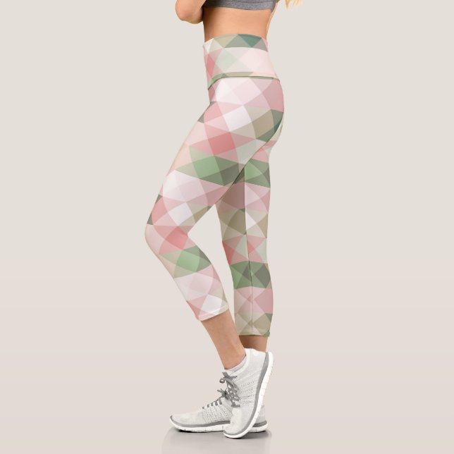 geometrical pastel diamond pattern capri leggings (Left)