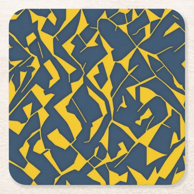 Geometrical pattern square paper coaster (Front)