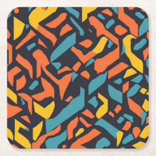 Geometrical pattern square paper coaster