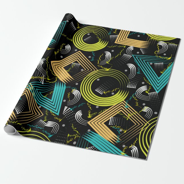 Geometrical Patternbackground,retro,90s,abstract,a Wrapping Paper (Unrolled)