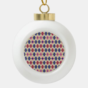 Geometrical Patterns: Traditional Textile Illustra Ceramic Ball Christmas Ornament
